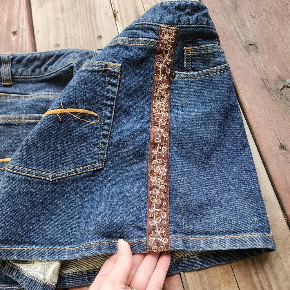 The Limited Beaded Y2K Boho Denim Jean Mini Skirt